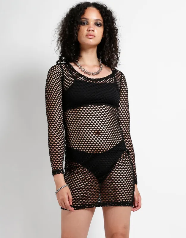MARY Q MESH LONG SLEEVE DRESS sold by Tripp nyc