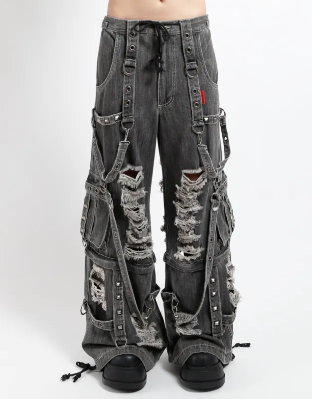 SHREDDER DENIM STRAP PANT BLACK sold by Tripp nyc