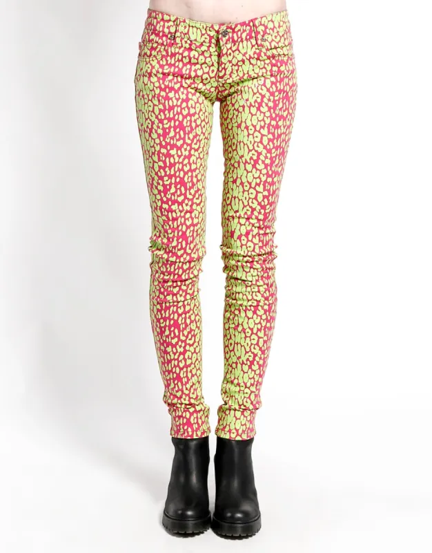 NEON LEOPARD PRINT SKINNY - LIME sold by Tripp nyc