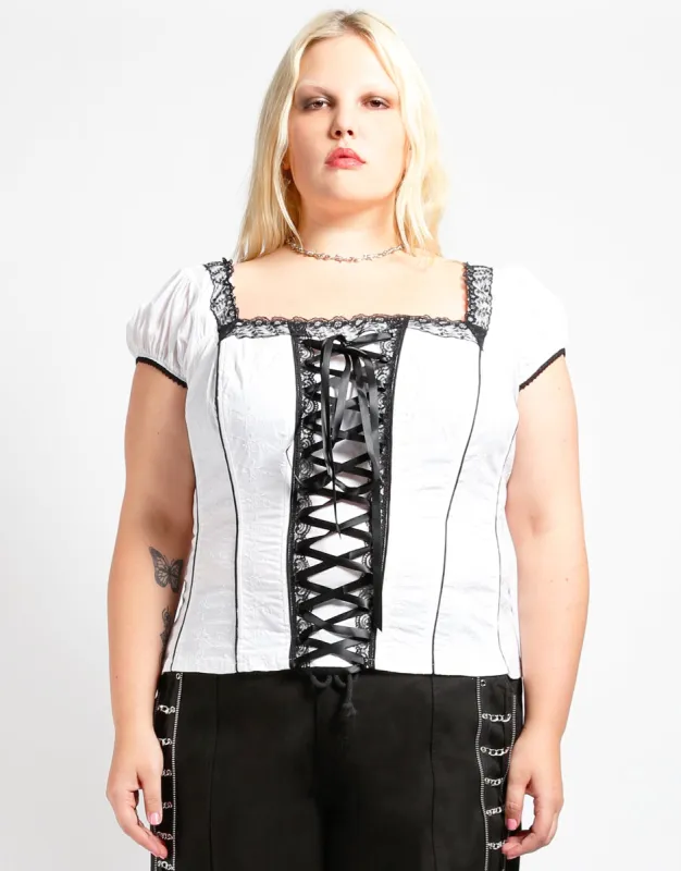 CURVE CAP SLEEVE SKULL EMBROIDERY CORSET sold by Tripp nyc