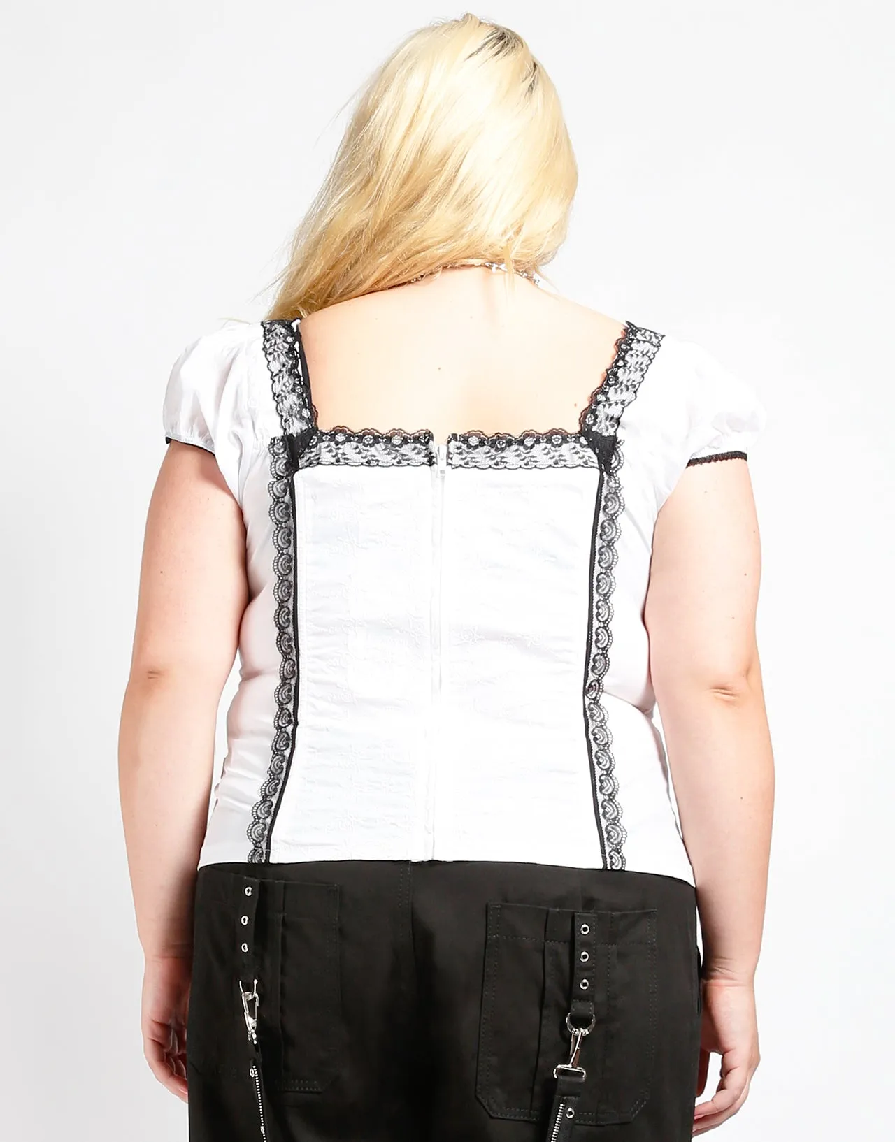 CURVE CAP SLEEVE SKULL EMBROIDERY CORSET sold by Tripp nyc product image thumbnail 4