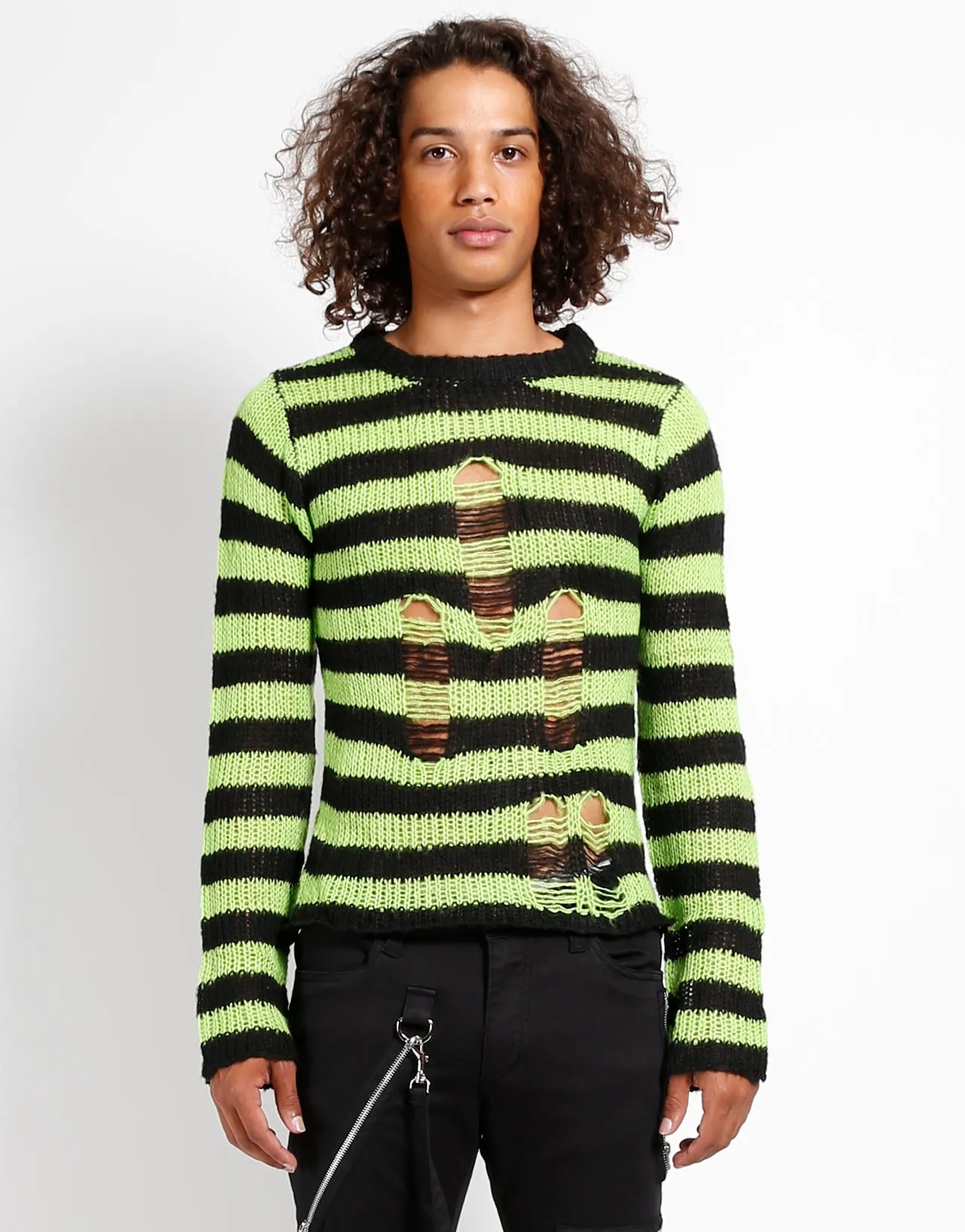 RAG STRIPE SWEATER LIME sold by Tripp nyc product image thumbnail 5