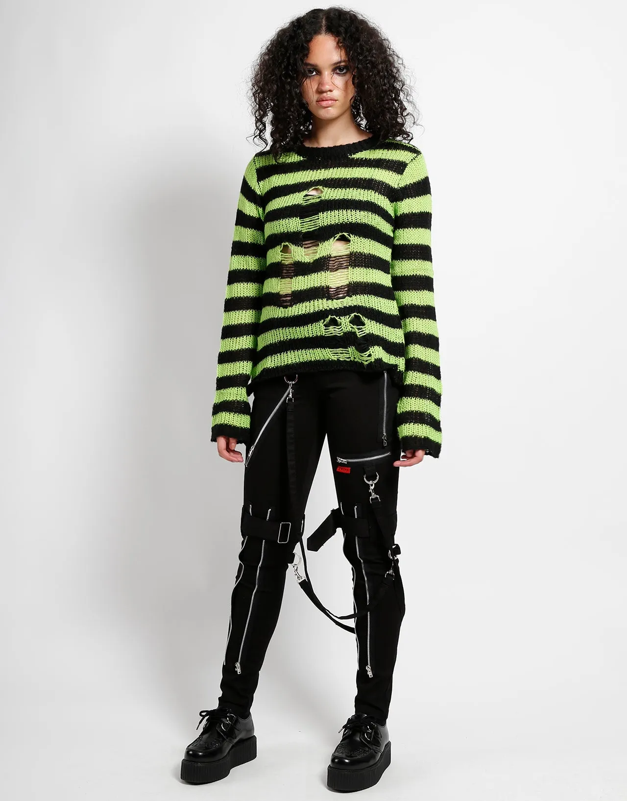 RAG STRIPE SWEATER LIME sold by Tripp nyc product image thumbnail 2