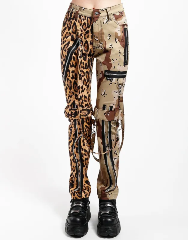 SPLIT LEG BONDAGE PANT LEOPARD AND SAND CAMO sold by Tripp nyc