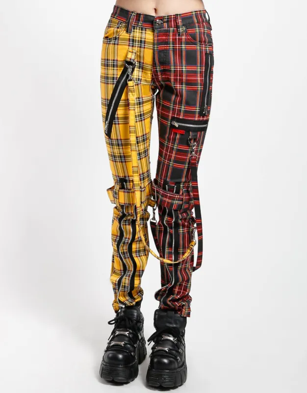 SPLIT LEG BONDAGE PANT YELLOW/BLACK PLAID sold by Tripp nyc