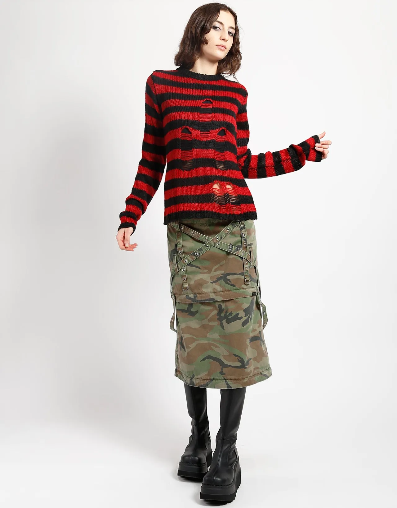 RAG STRIPE SWEATER RED sold by Tripp nyc product image thumbnail 2