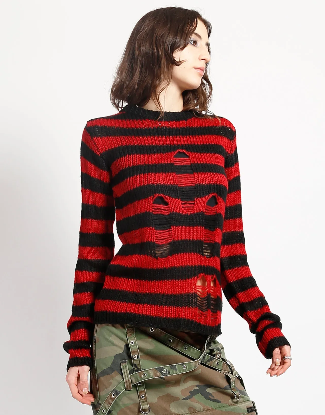 RAG STRIPE SWEATER RED sold by Tripp nyc product image thumbnail 3