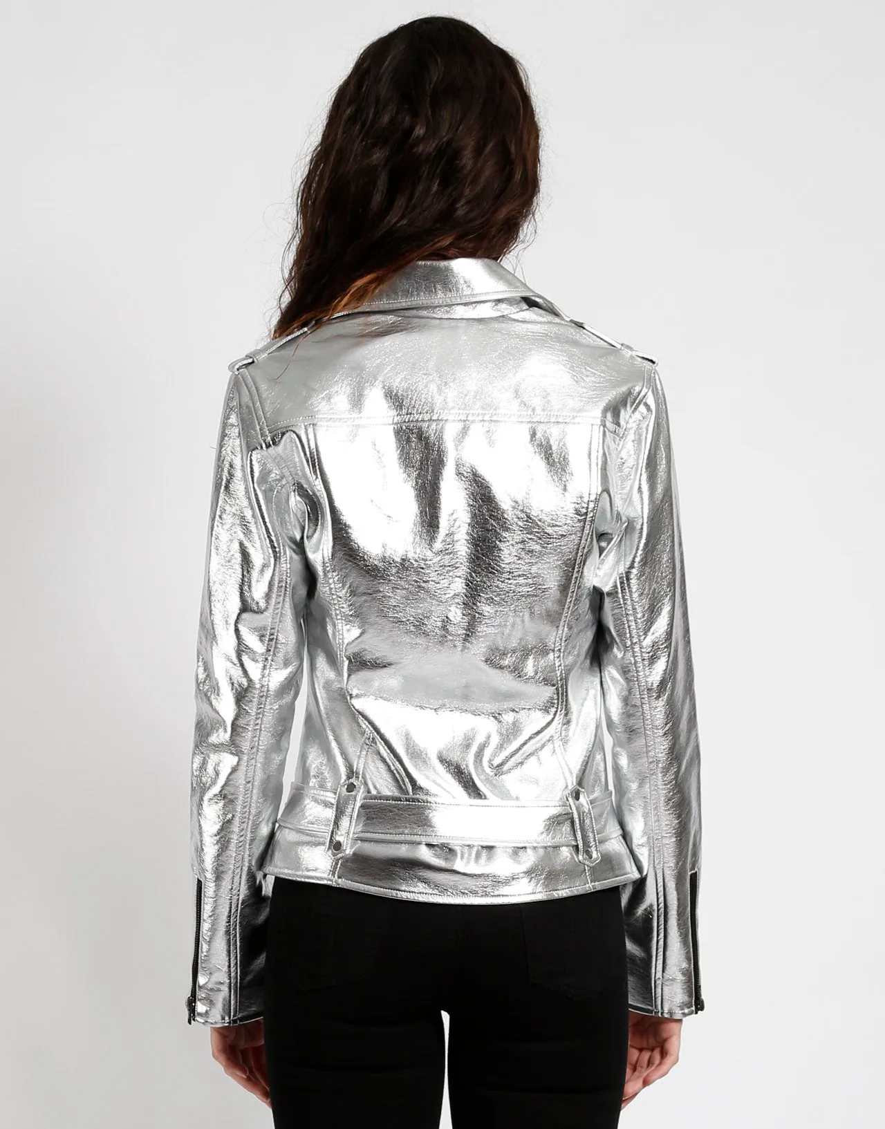METALLIC FAUX LEATHER MOTO sold by Tripp nyc product image thumbnail 4