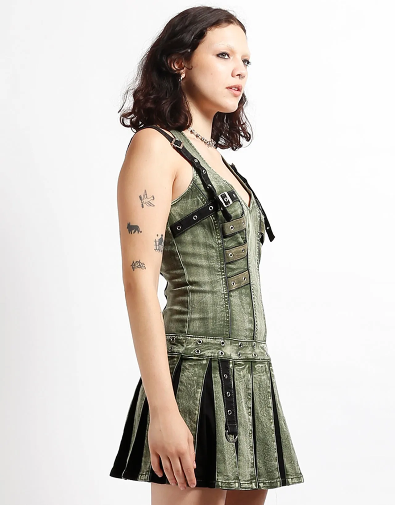 PEACE PLEATED DRESS ARMY sold by Tripp nyc product image thumbnail 3