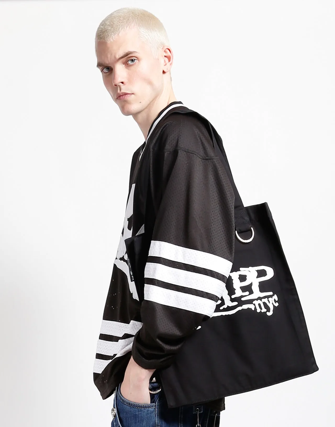 BIG WHITE SKULL LOGO TOTE sold by Tripp nyc product image thumbnail 2