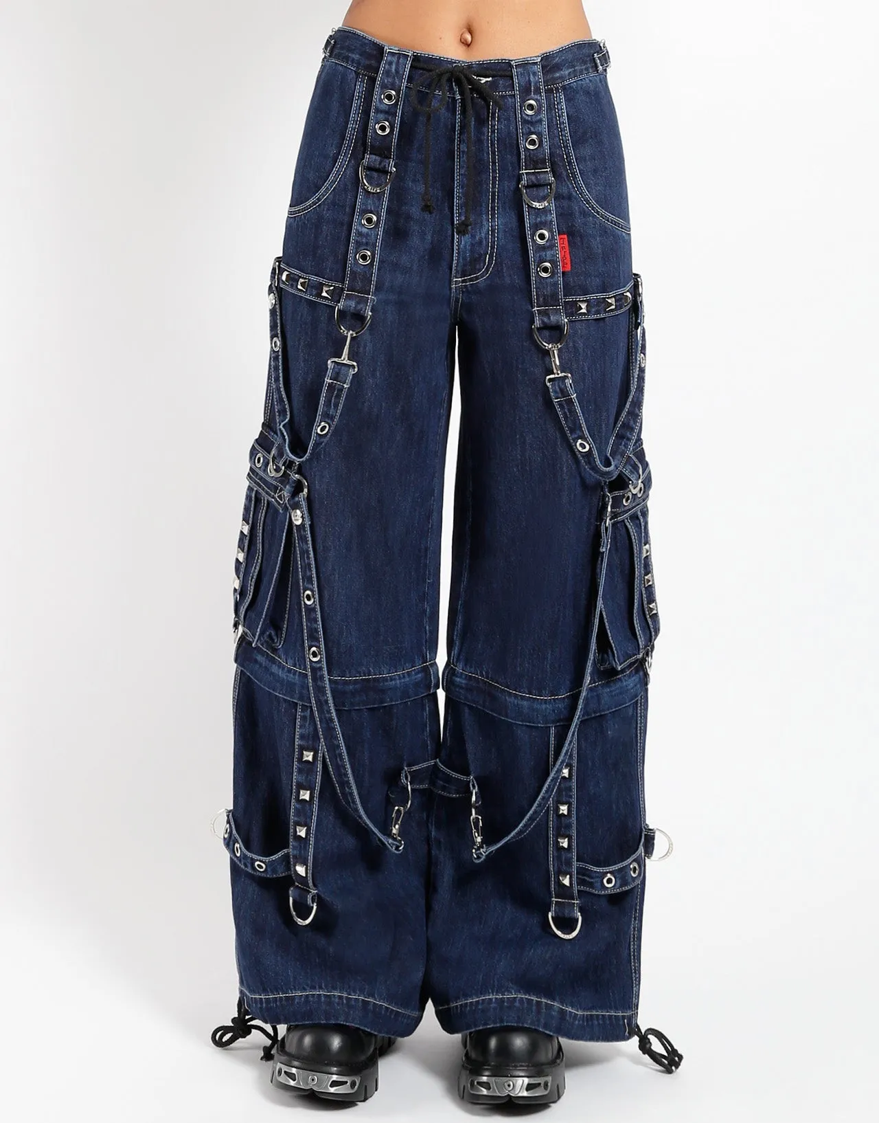 DENIM STRAP PANT INDIGO sold by Tripp nyc