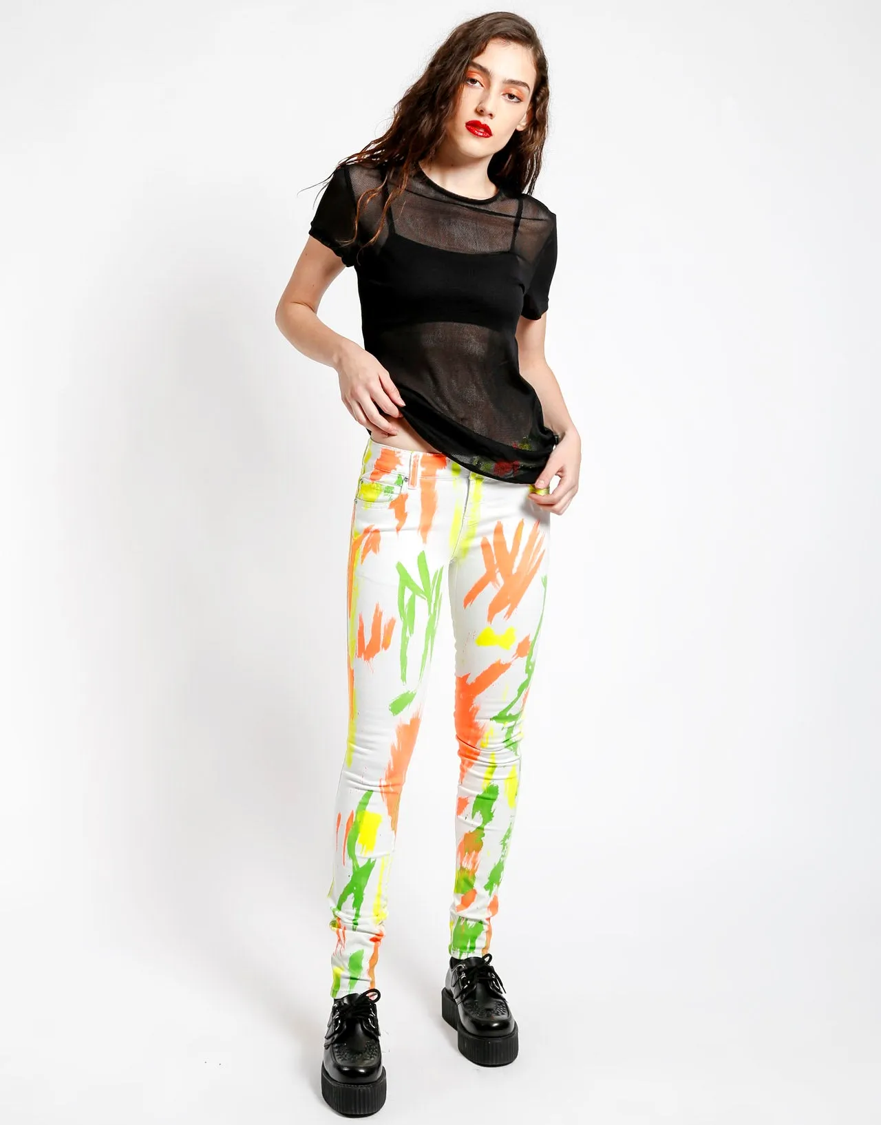 WHITE PAINT SPLATTER SKINNY sold by Tripp nyc product image thumbnail 2