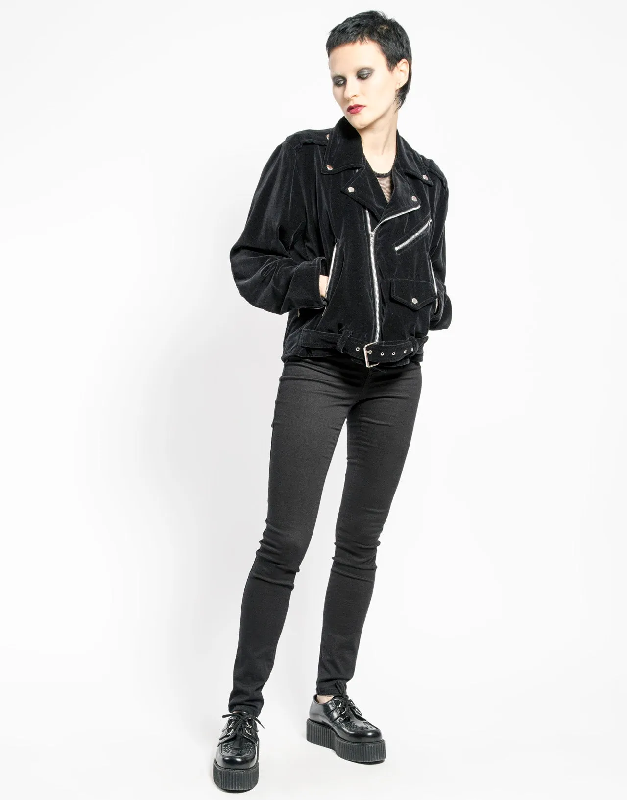 VELVET MOTO JACKET sold by Tripp nyc product image thumbnail 2