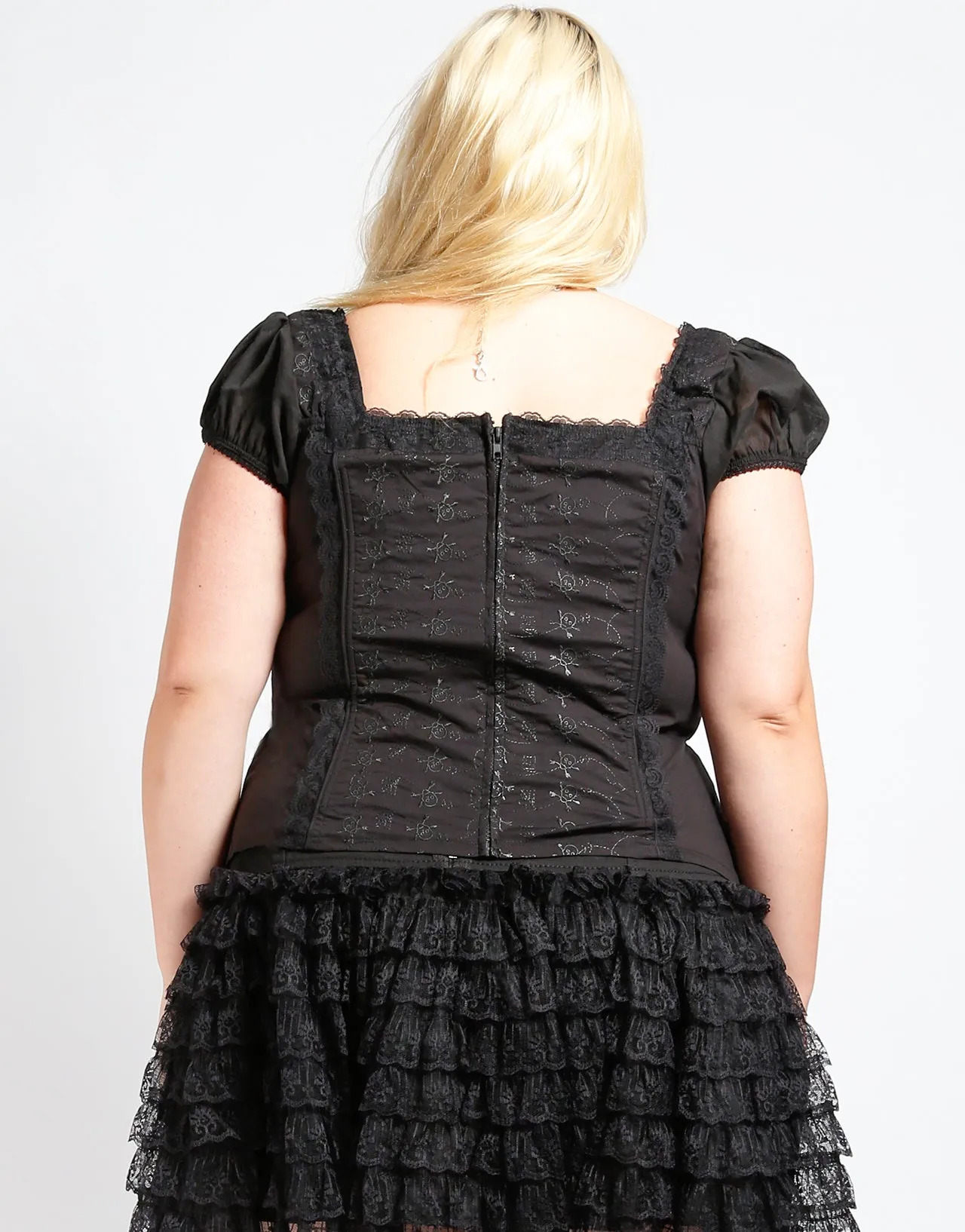 CURVE CAP SLEEVE SKULL EMBROIDERY CORSET sold by Tripp nyc product image thumbnail 4