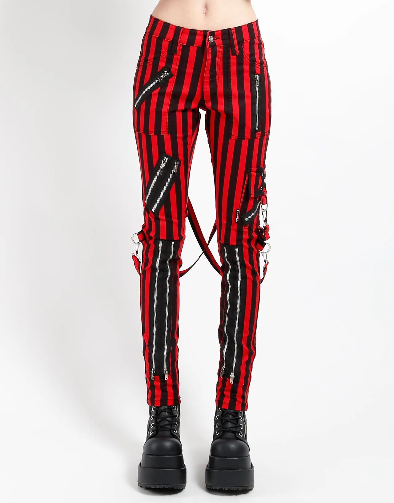 CLASSIC SLIM LEG BONDAGE PANT MEDIUM BLK RED STRIPE sold by Tripp nyc
