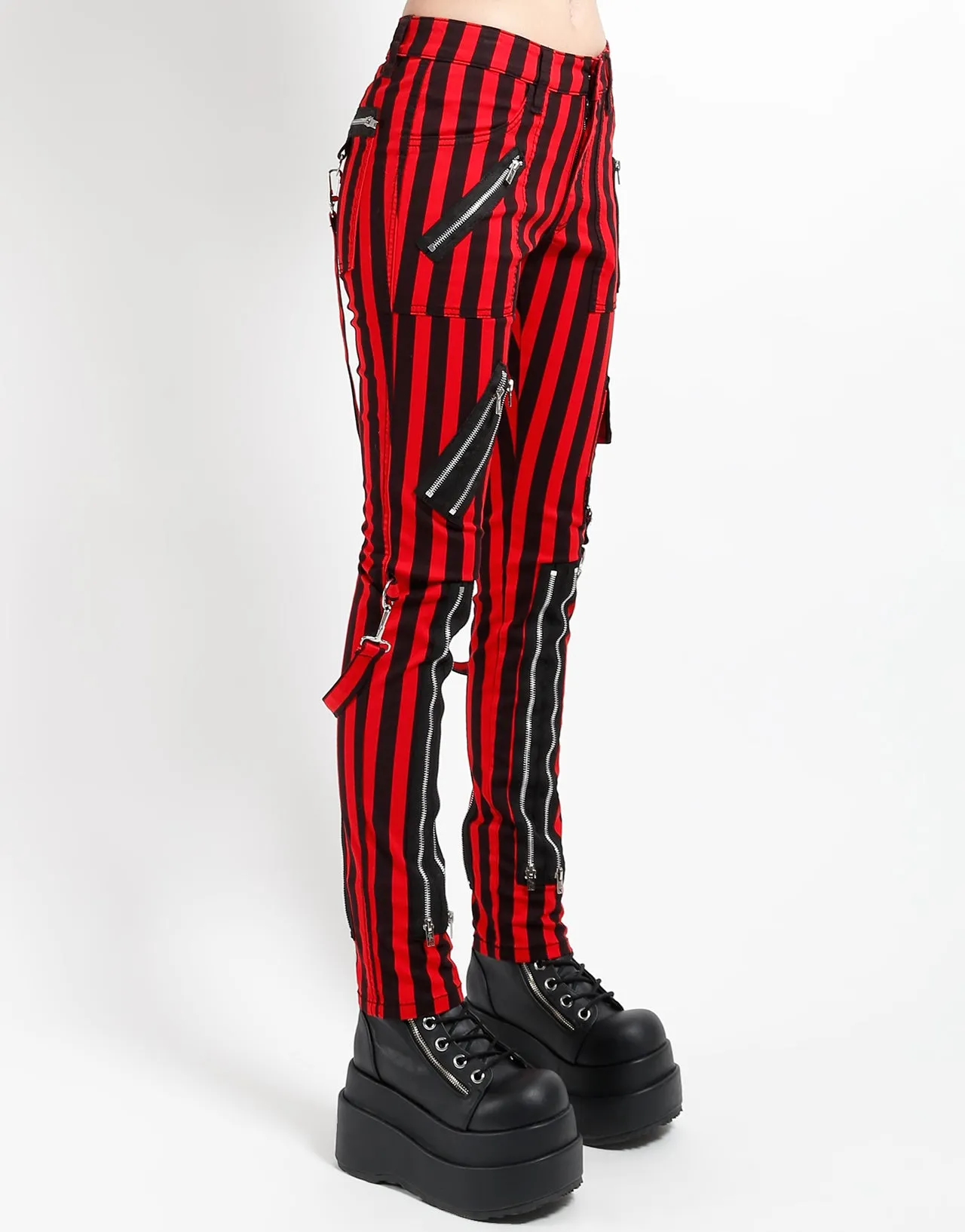 CLASSIC SLIM LEG BONDAGE PANT MEDIUM BLK RED STRIPE sold by Tripp nyc product image thumbnail 3