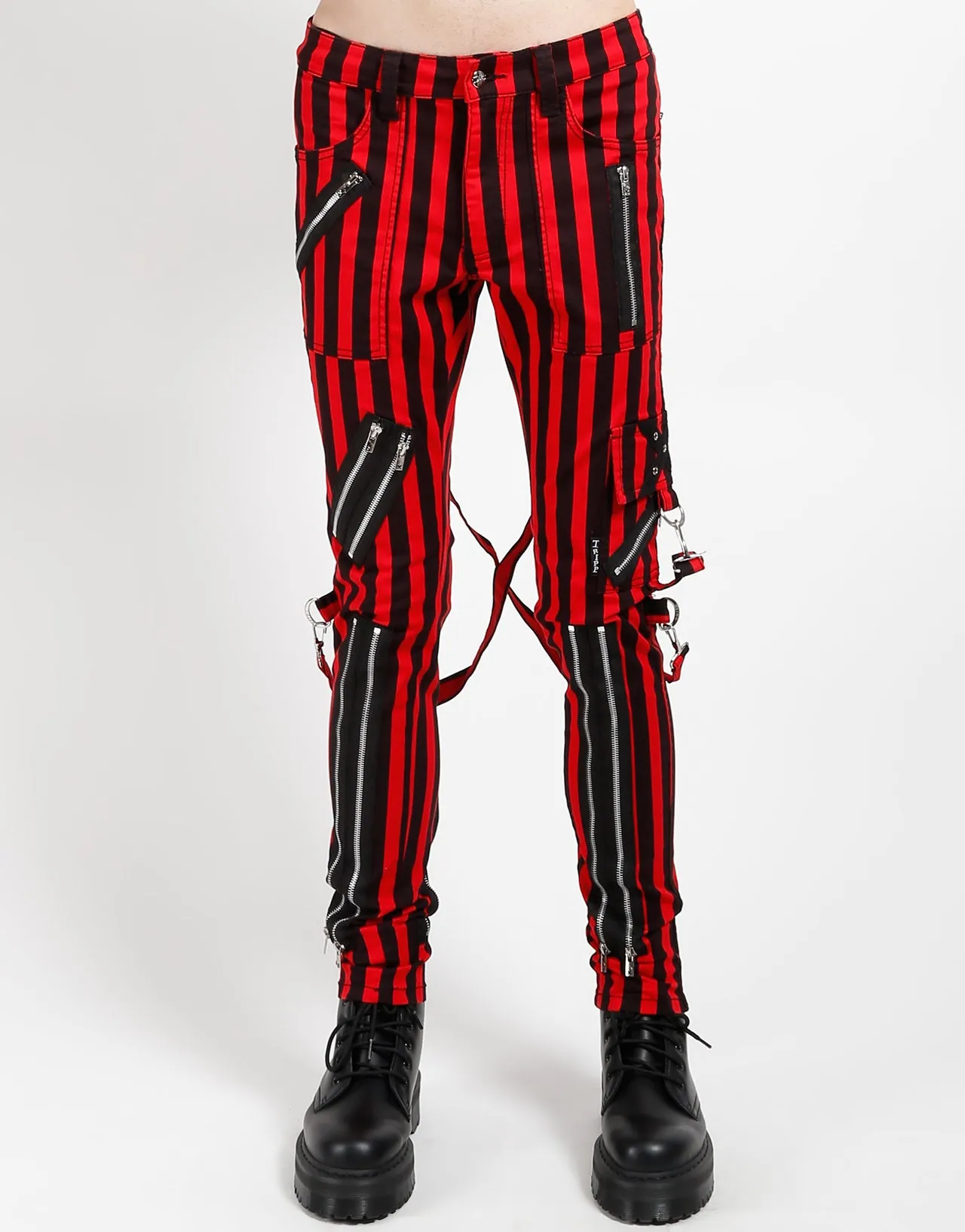 CLASSIC SLIM LEG BONDAGE PANT MEDIUM BLK RED STRIPE sold by Tripp nyc product image thumbnail 5