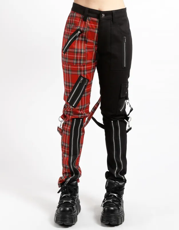 SPLIT LEG BONDAGE PANT BLK RED PLAID sold by Tripp nyc