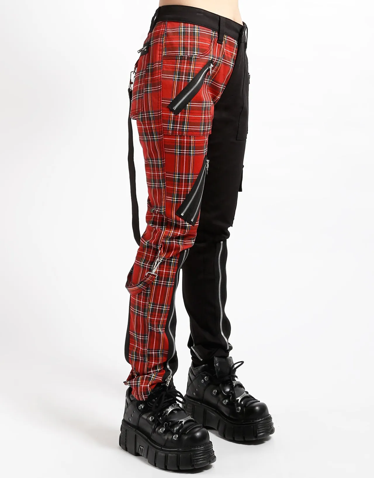 SPLIT LEG BONDAGE PANT BLK RED PLAID sold by Tripp nyc product image thumbnail 3
