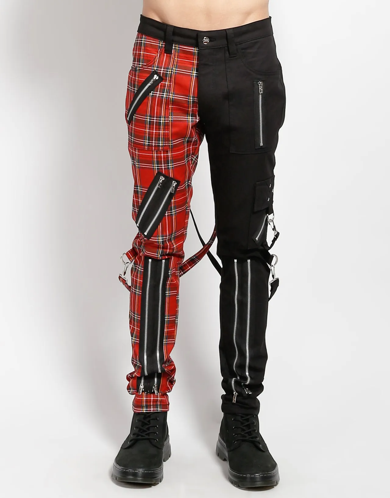 SPLIT LEG BONDAGE PANT BLK RED PLAID sold by Tripp nyc product image thumbnail 5