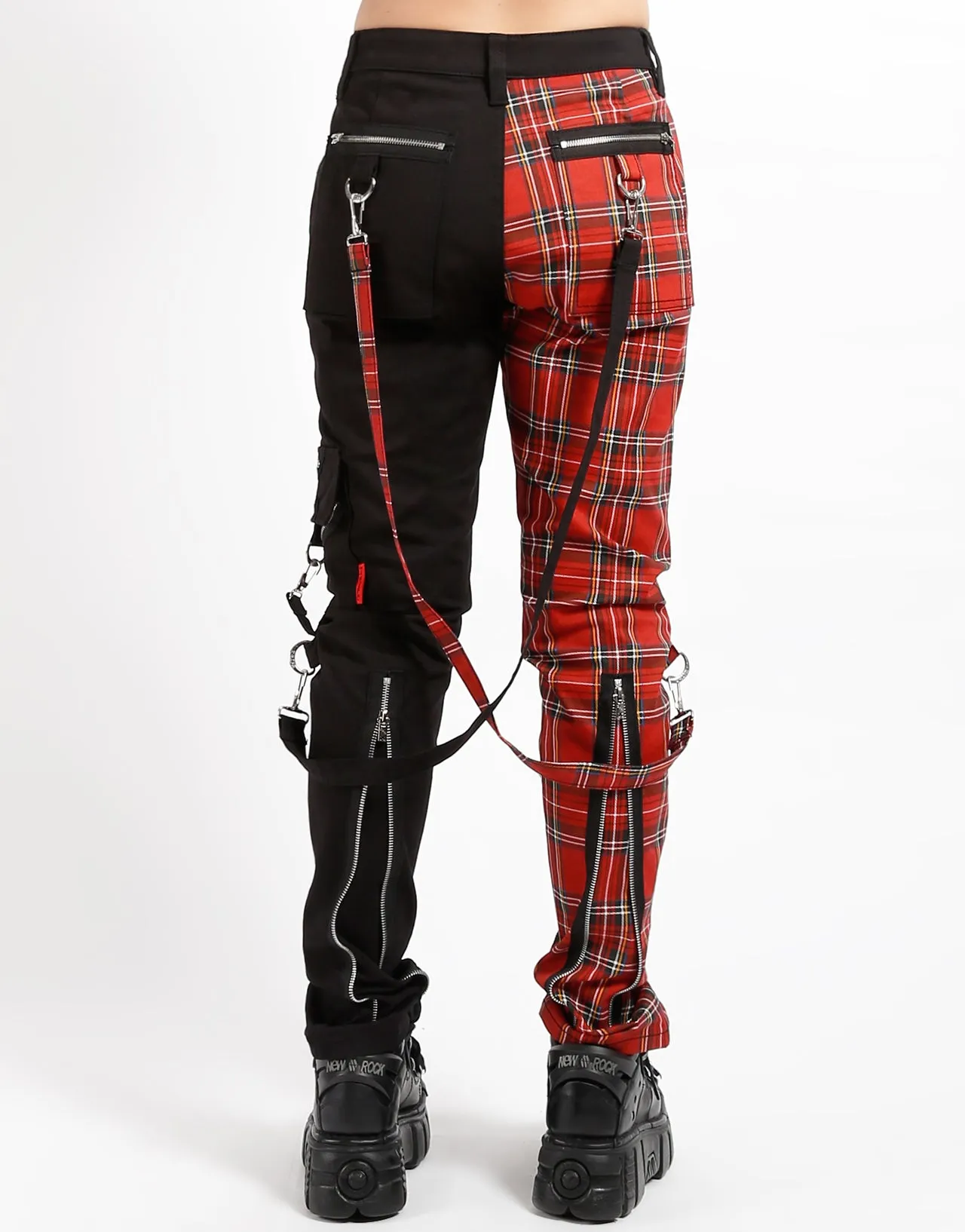 SPLIT LEG BONDAGE PANT BLK RED PLAID sold by Tripp nyc product image thumbnail 4