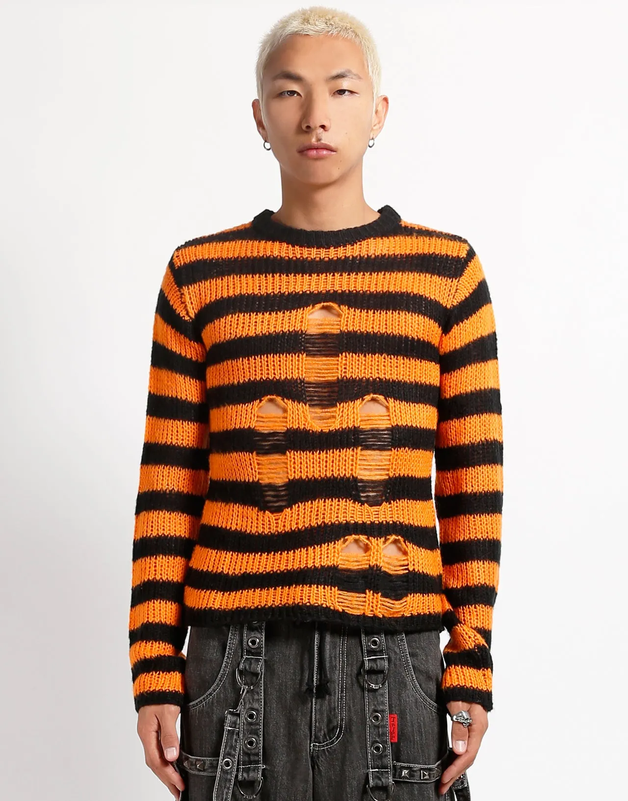RAG STRIPE SWEATER ORANGE sold by Tripp nyc product image thumbnail 5