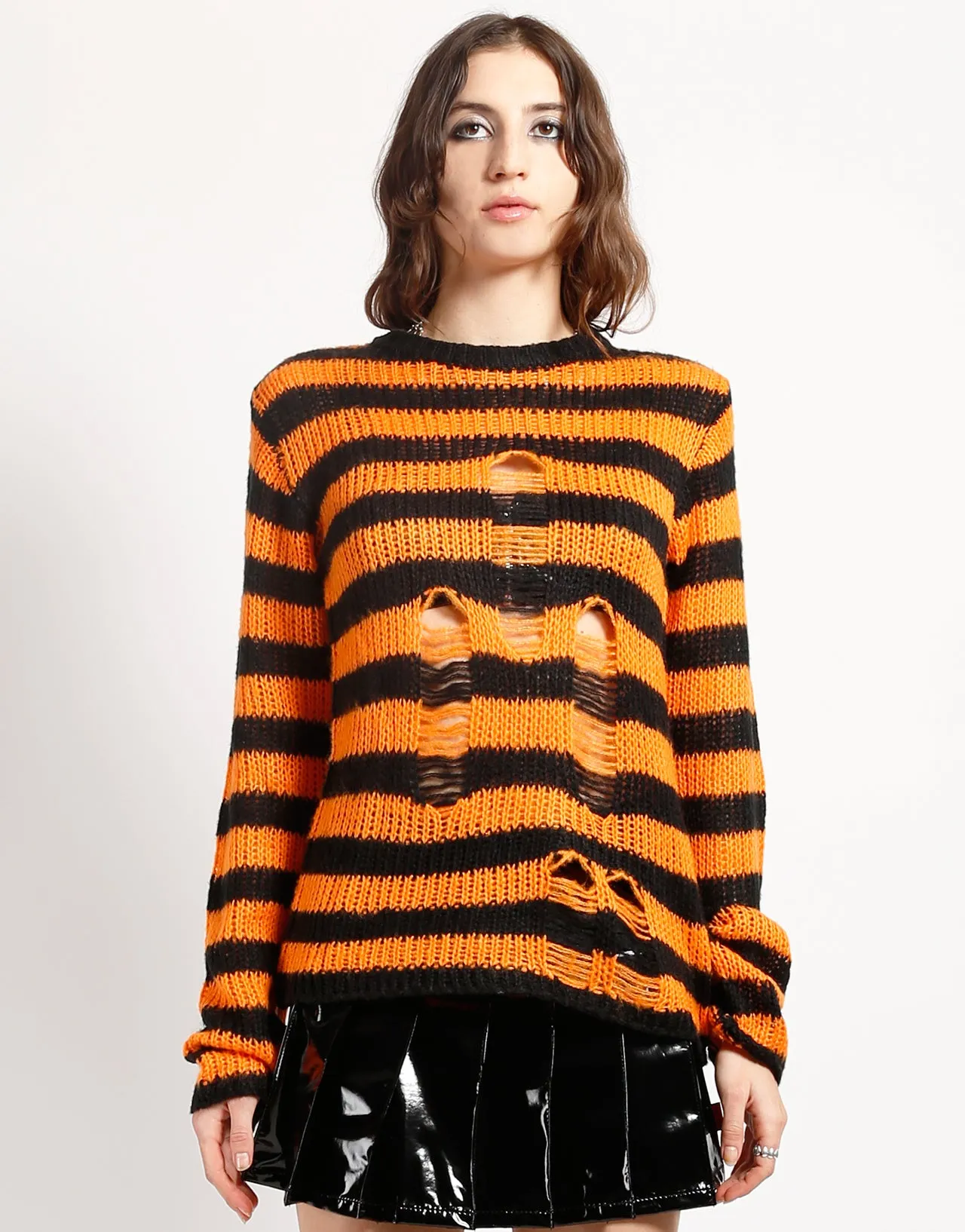 RAG STRIPE SWEATER ORANGE sold by Tripp nyc