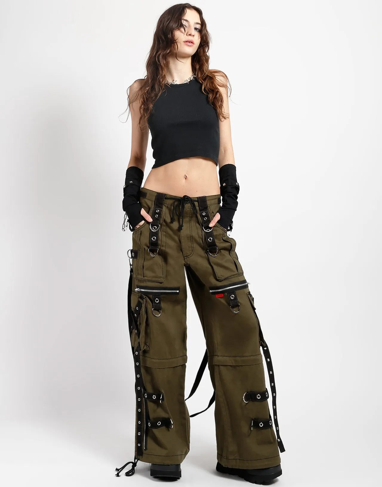 X-STRAP ZIP OFF PANT - ARMY sold by Tripp nyc product image thumbnail 2