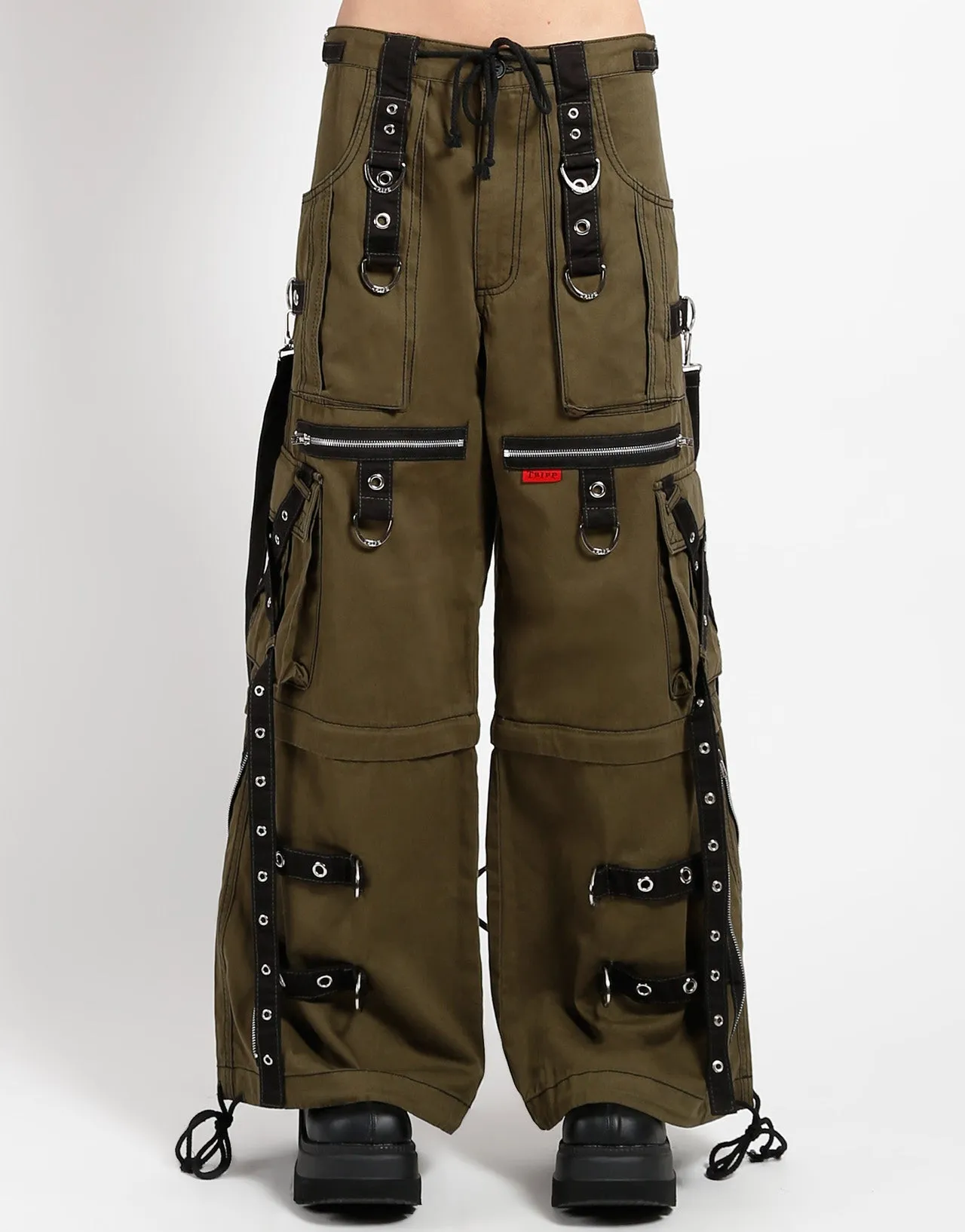 X-STRAP ZIP OFF PANT - ARMY sold by Tripp nyc