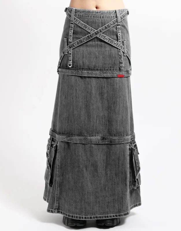 TRIPLE ZIP OFF SKIRT BLACK DENIM sold by Tripp nyc