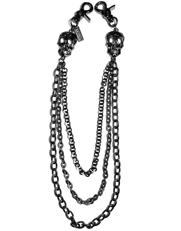 SKULL TRIPLE CHAIN BLACK sold by Tripp nyc