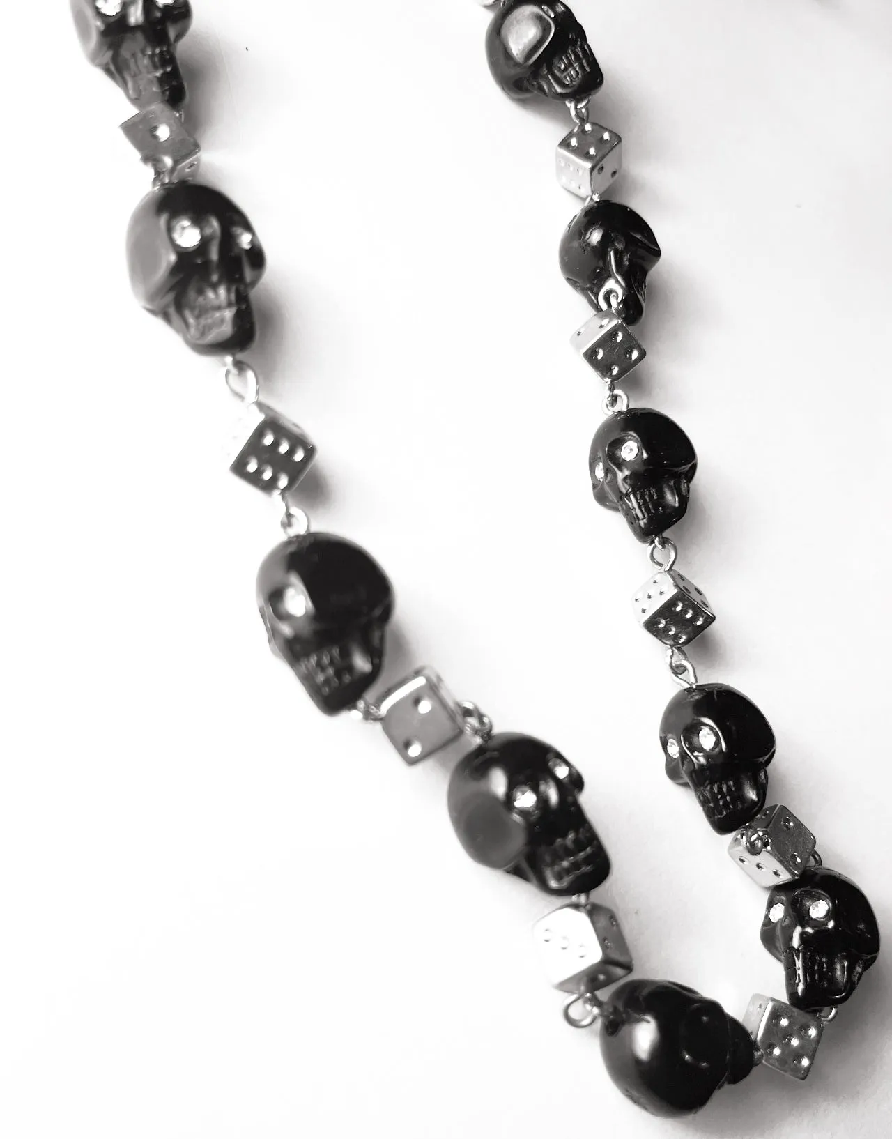 SKULL & DICE CHAIN BLACK/SILVER sold by Tripp nyc product image thumbnail 3