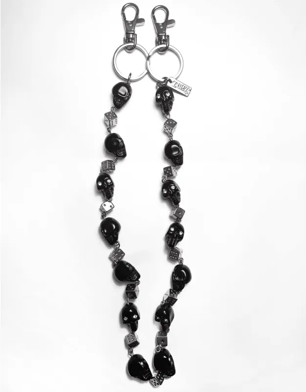 SKULL & DICE CHAIN BLACK/SILVER sold by Tripp nyc