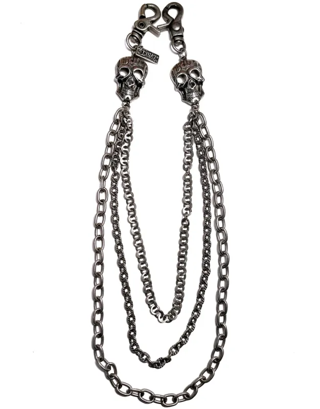 SKULL TRIPLE CHAIN PEWTER sold by Tripp nyc