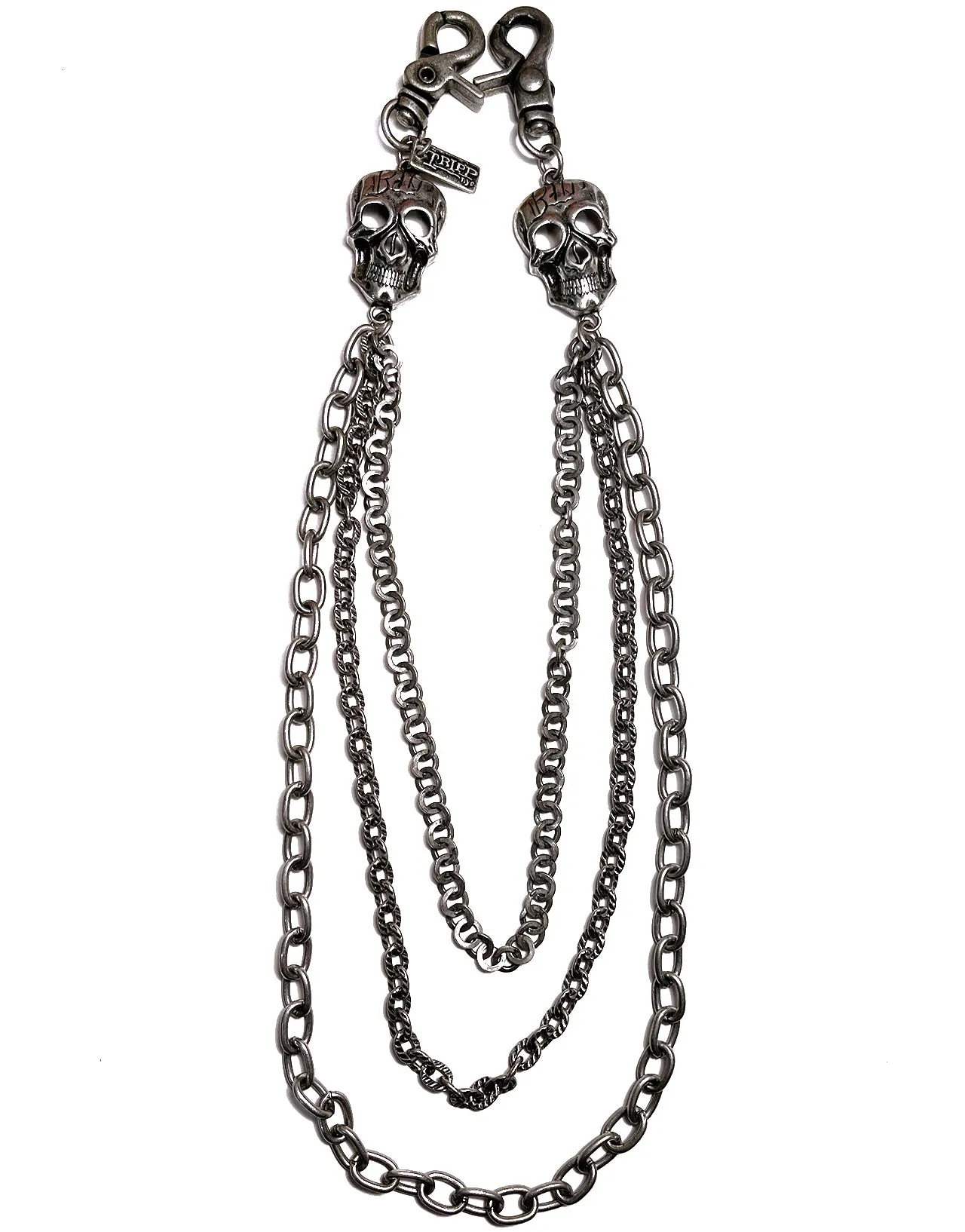 SKULL TRIPLE CHAIN PEWTER sold by Tripp nyc