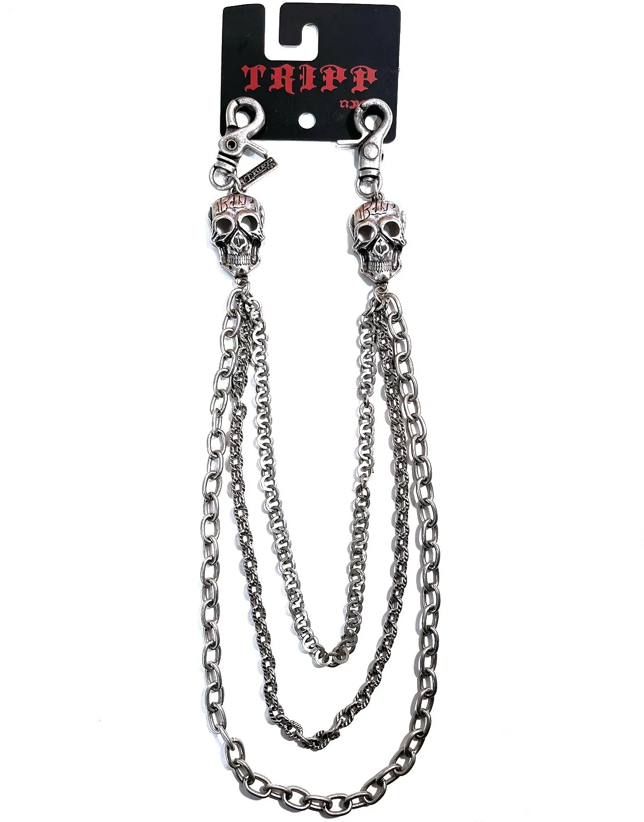 SKULL TRIPLE CHAIN PEWTER sold by Tripp nyc product image thumbnail 4