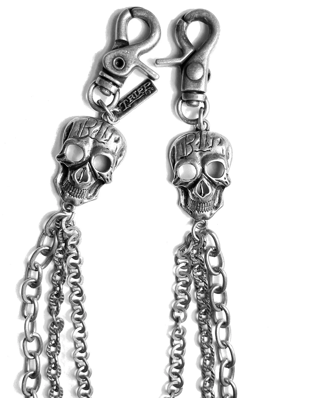SKULL TRIPLE CHAIN PEWTER sold by Tripp nyc product image thumbnail 3