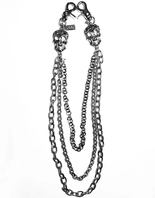 SKULL TRIPLE CHAIN SILVER sold by Tripp nyc
