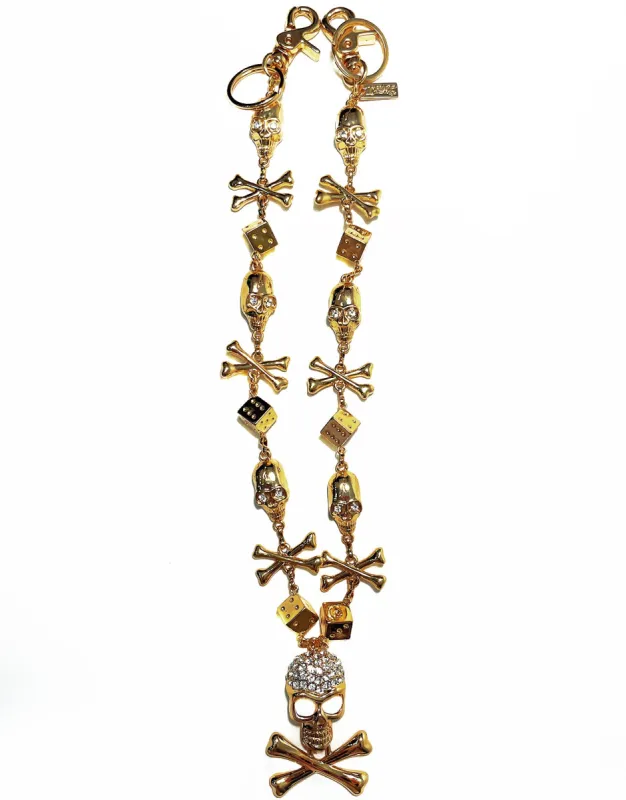 SKULL AND DICE CHAIN GOLD sold by Tripp nyc