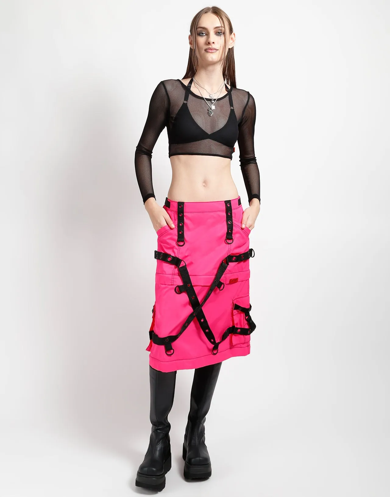 ZIP OFF MEGA NYLON SKIRT NEON PINK sold by Tripp nyc product image thumbnail 4