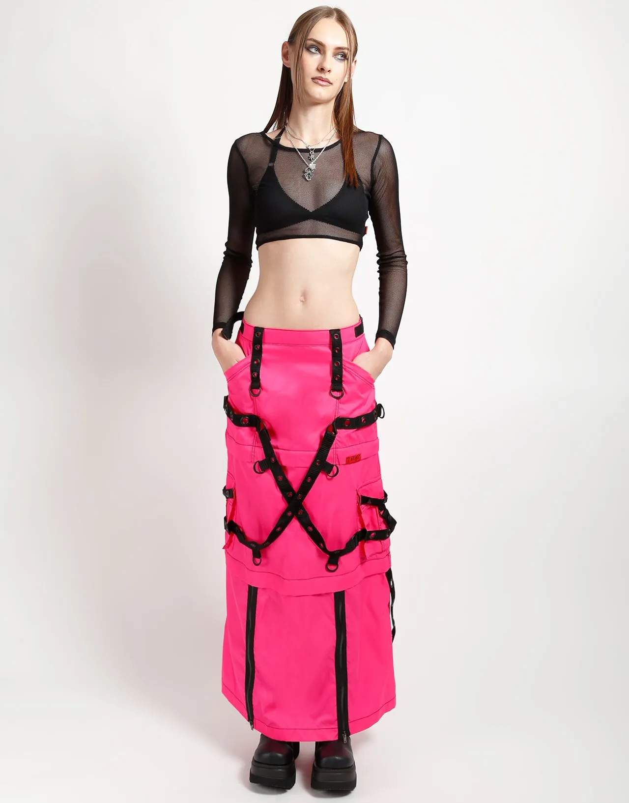 ZIP OFF MEGA NYLON SKIRT NEON PINK sold by Tripp nyc product image thumbnail 2