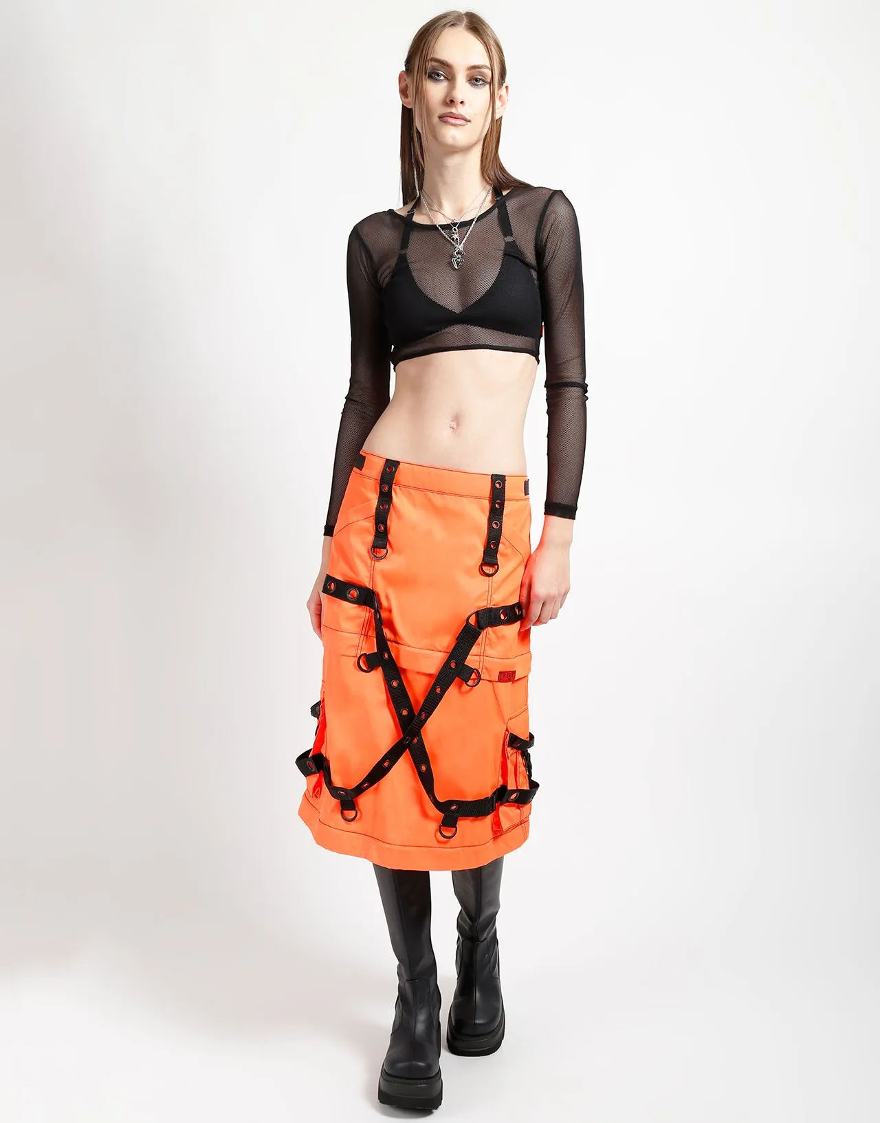 ZIP OFF MEGA NYLON SKIRT NEON ORANGE sold by Tripp nyc product image thumbnail 4
