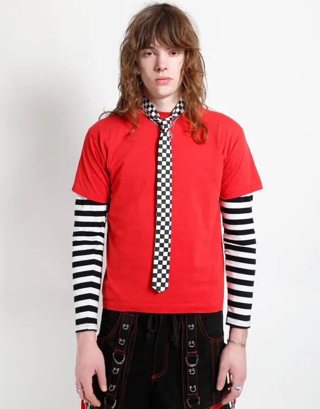 PRINTED TIE BLACK/WHITE CHECKERBOARD made by Tripp nyc