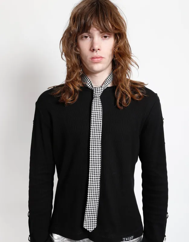 PRINTED TIE BLACK/WHITE GINGHAM sold by Tripp nyc