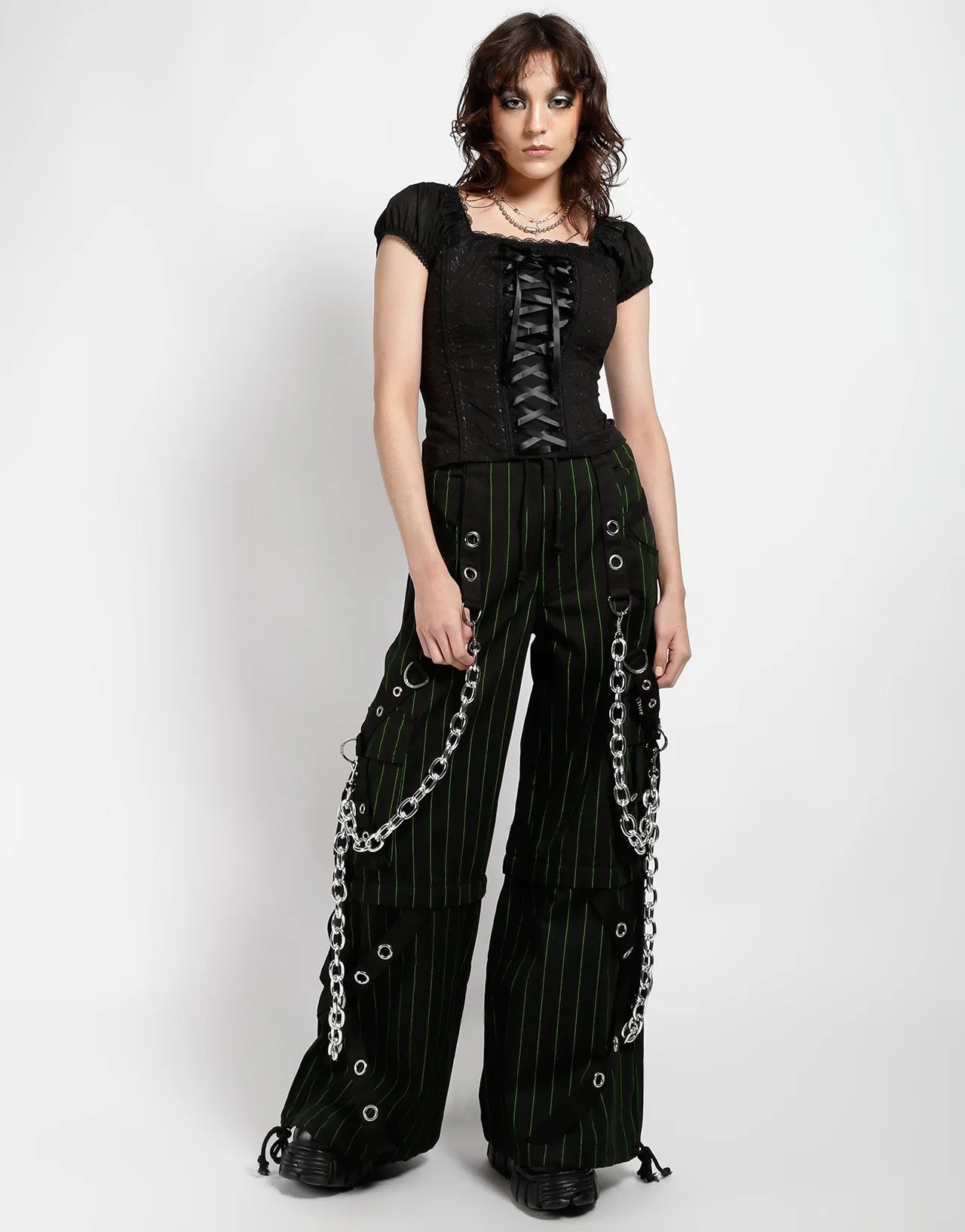 GODFATHER CHAIN PANT GREEN STRIPE sold by Tripp nyc product image thumbnail 2