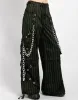 GODFATHER CHAIN PANT GREEN STRIPE sold by Tripp nyc