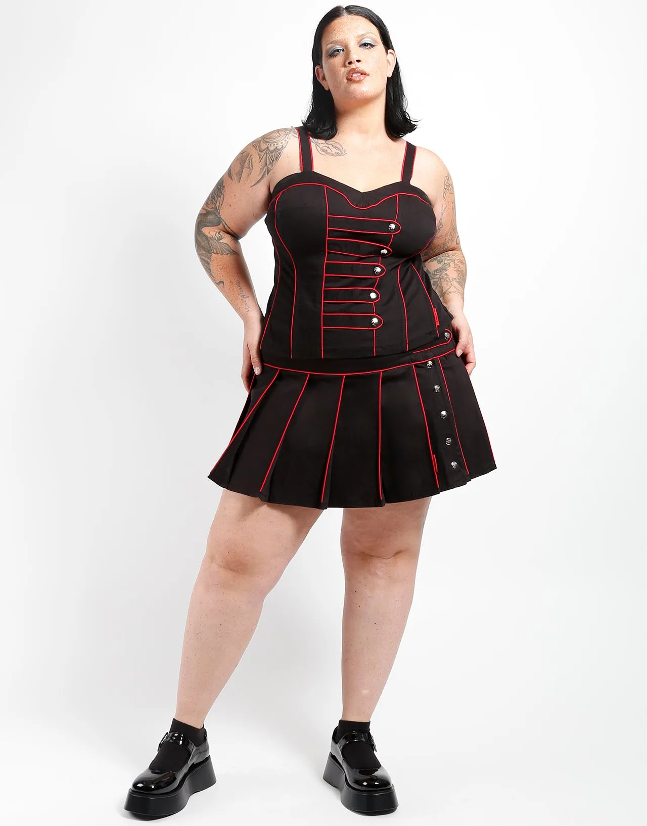 CURVE BAND PLEATED SKIRT RED sold by Tripp nyc product image thumbnail 2