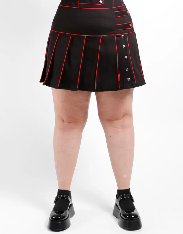 CURVE BAND PLEATED SKIRT RED sold by Tripp nyc