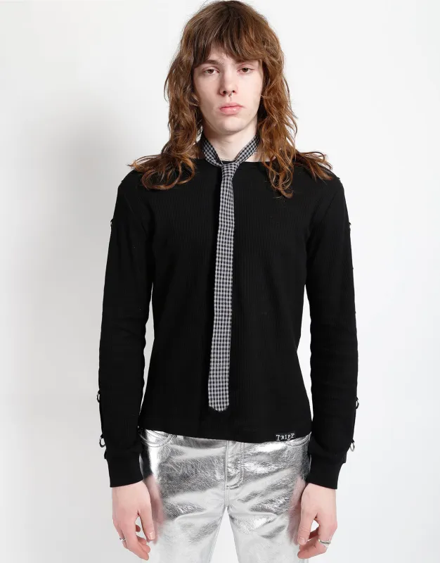 PRINTED TIE BLACK/GREY GINGHAM made by Tripp nyc