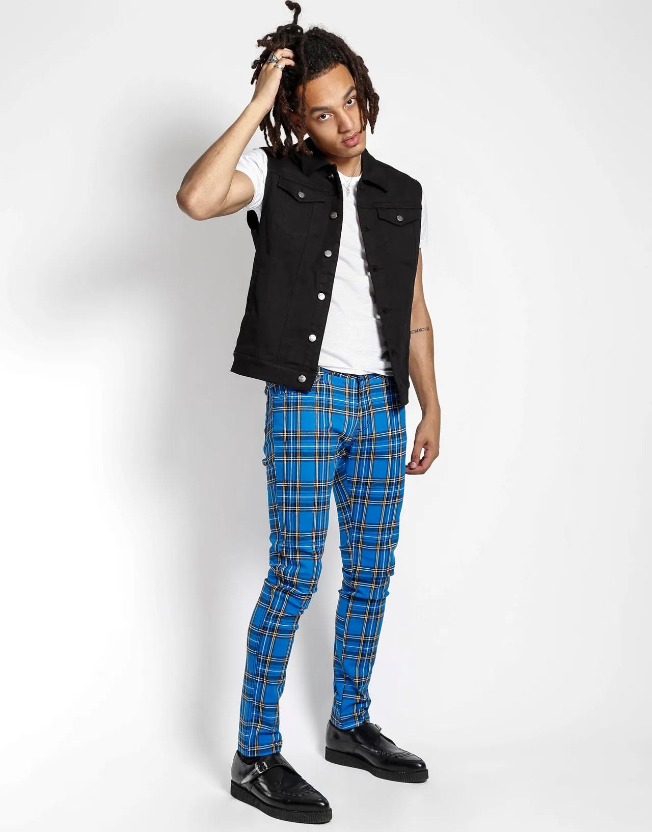 ROCKER JEAN ROYAL BLUE PLAID sold by Tripp nyc product image thumbnail 2
